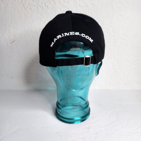 Marines Black White Cap, 6 Panel Construction, The Few, The Proud Logo Hat - Picture 4 of 6